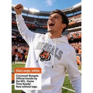 Cincinnati Bengals Official NFL Hoodie Size Large White